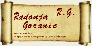 Radonja Goranić vizit kartica
